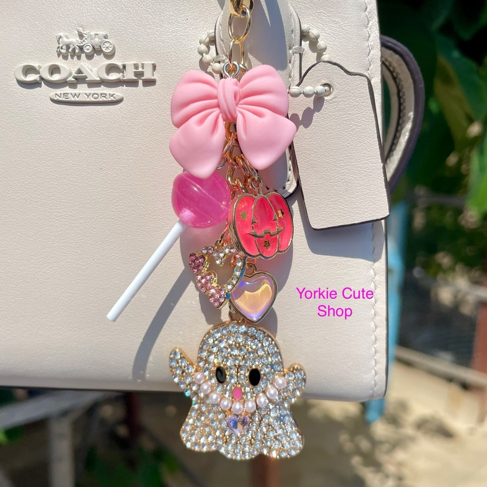 🎀New Rhinestone Coquette Ghost Charm for Purse/Bag/Keychain🎀